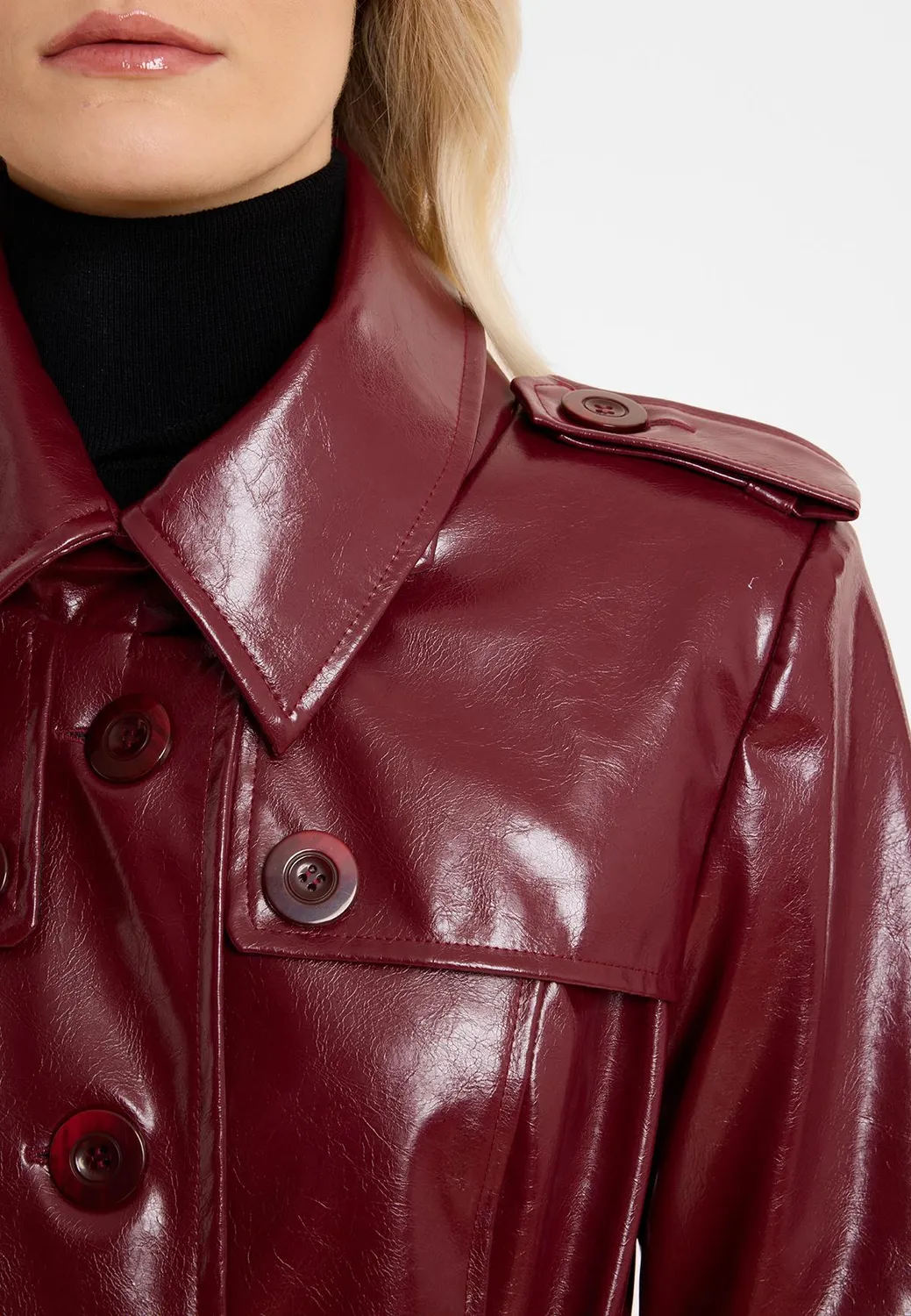 Ana Alcazar Acela trench bordeaux vernice