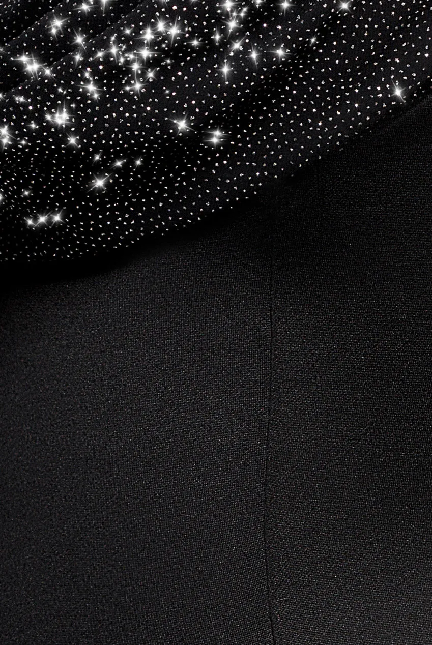 Goddiva Bardot Skater miniabito nero scollo cowl