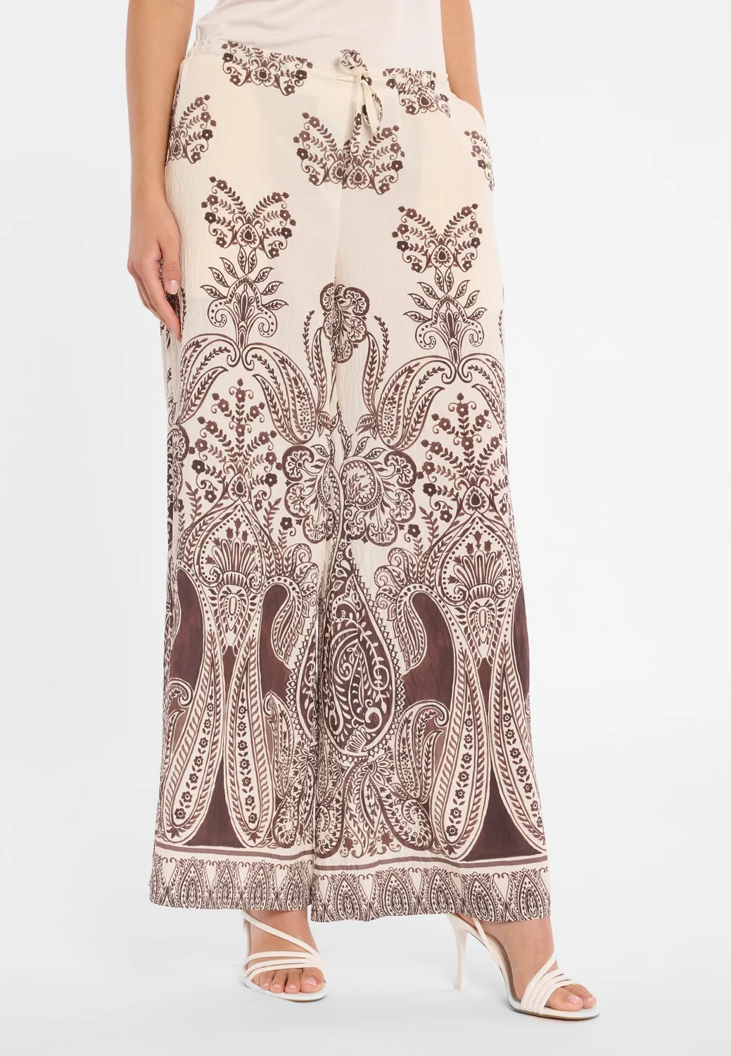 Ana Alcazar Dorinol pantaloni palazzo marroni fantasia paisley