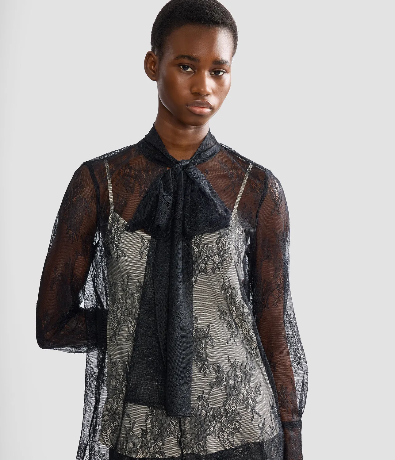 Erdem Floral Lace camicia pizzo collo fiocco