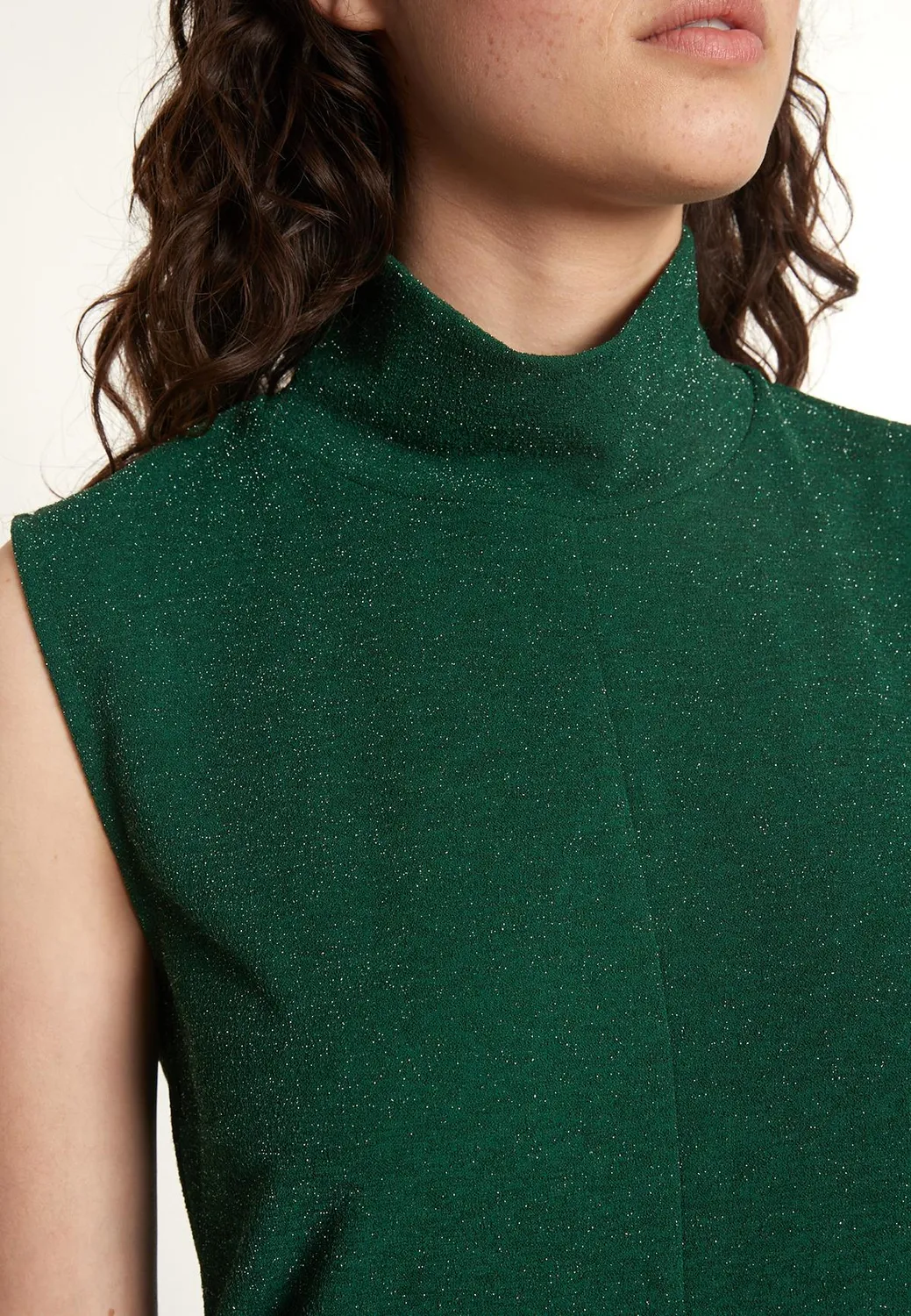 Ana Alcazar Ontara tunica verde lurex scollo a goccia