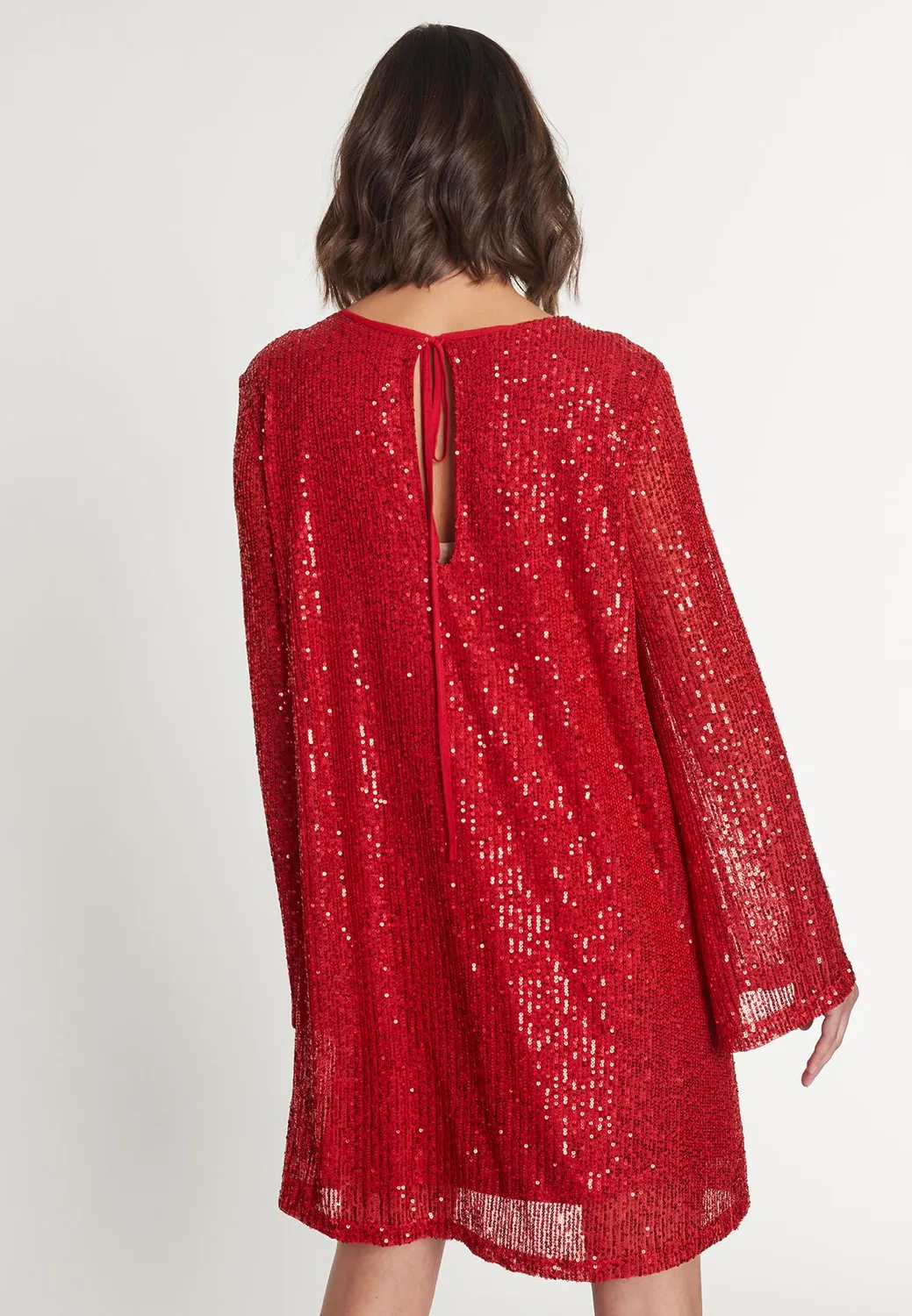 Ana Alcazar Magyla abito paillettes rosso corto