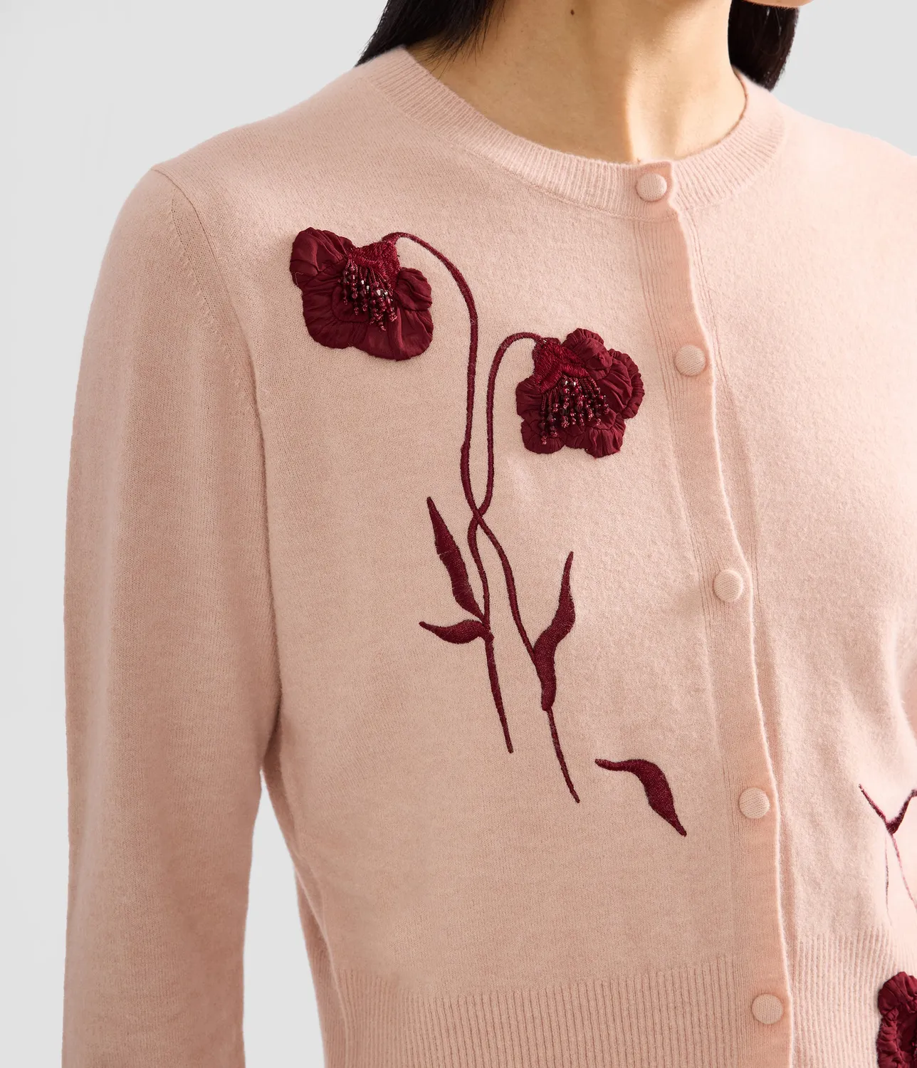 Erdem Embroidered Fitted cardigan rosa ricamo