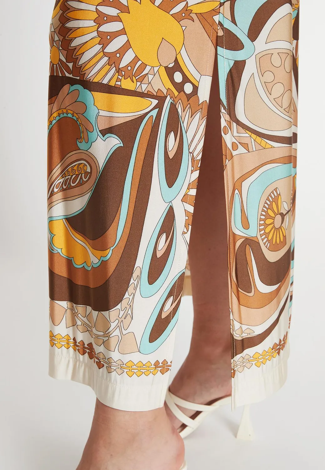 Ana Alcazar Pikane abito maxi halter fantasia terra