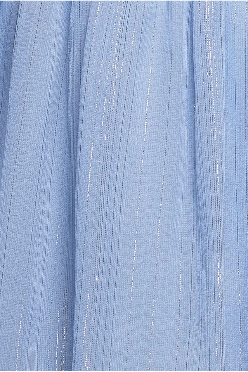 Goddiva Plus Lurex abito midi azzurro 20 chiffon