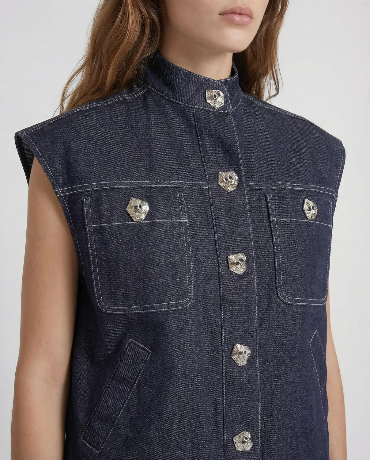 Violante Nessi Fia gilet blu denim organico
