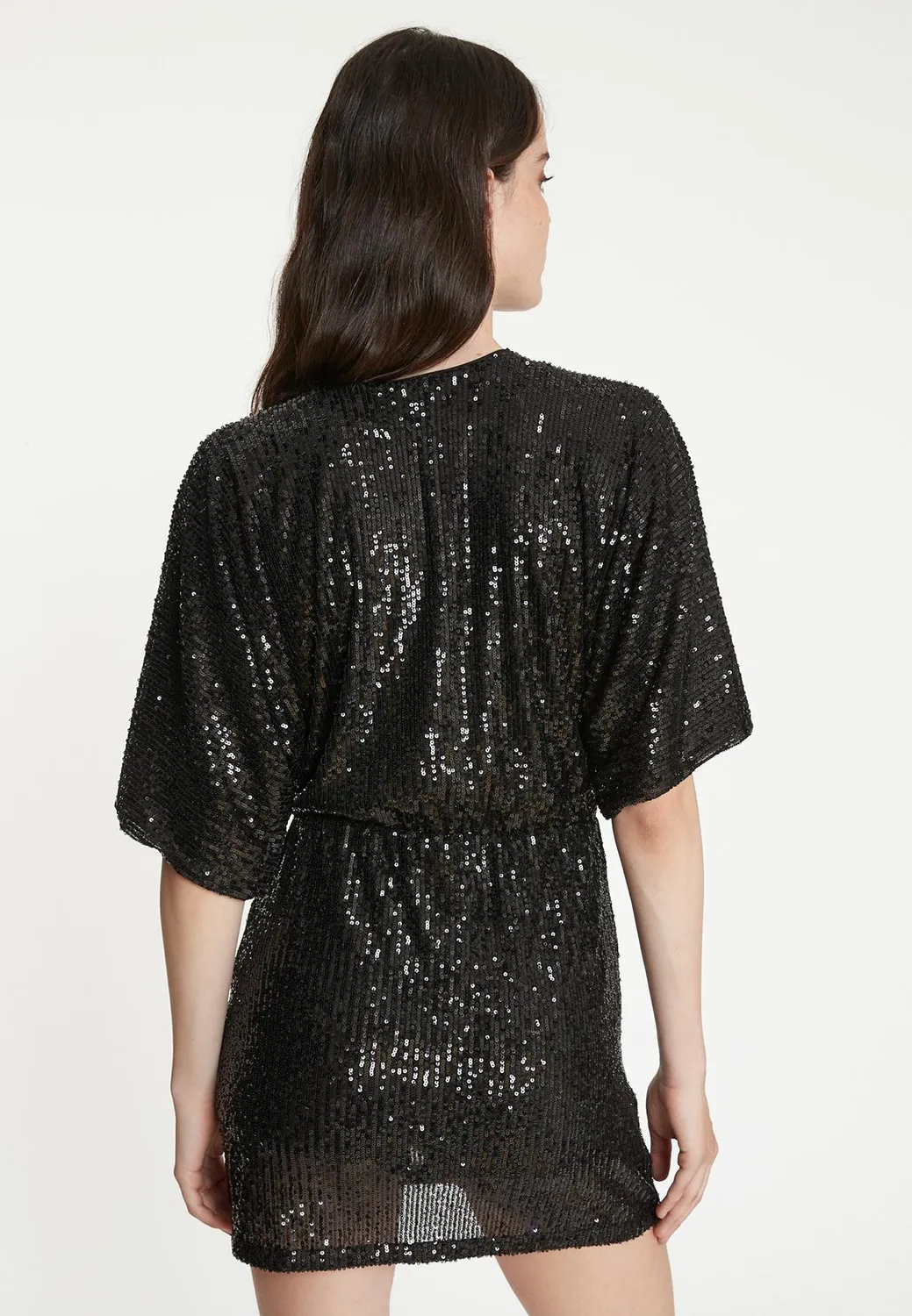 Ana Alcazar Tafara abito paillettes nero corto