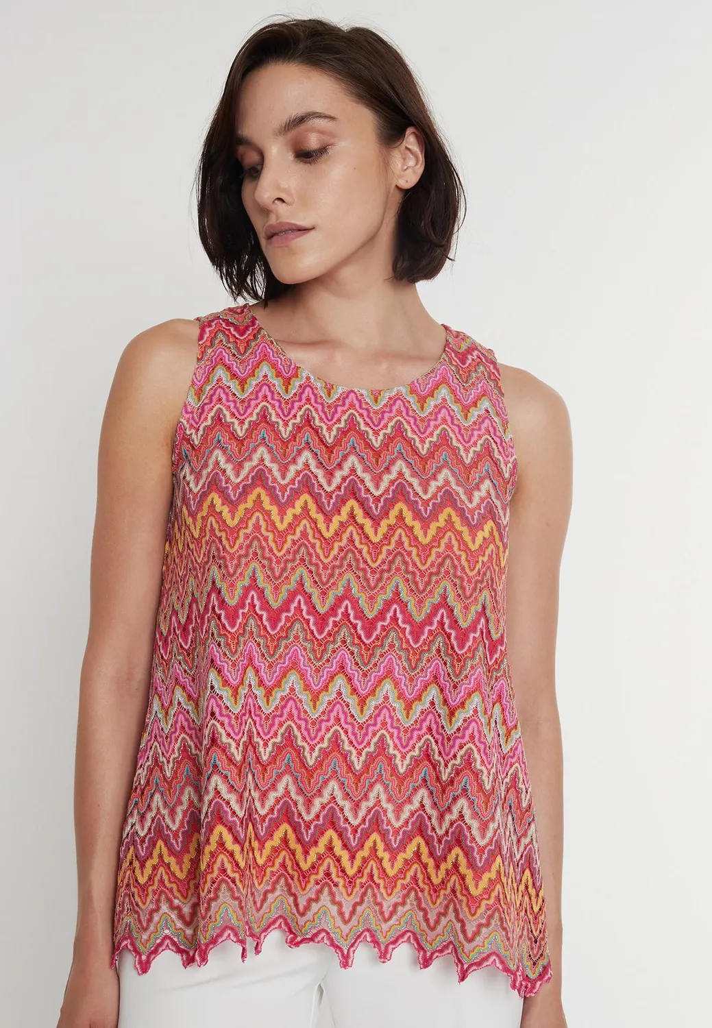 Ana Alcazar Polkea Top Rosa Smokey Maglia Traforata