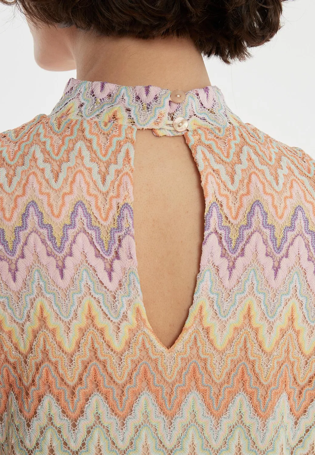Ana Alcazar Zaja abito trapezio maglina zigzag pastello