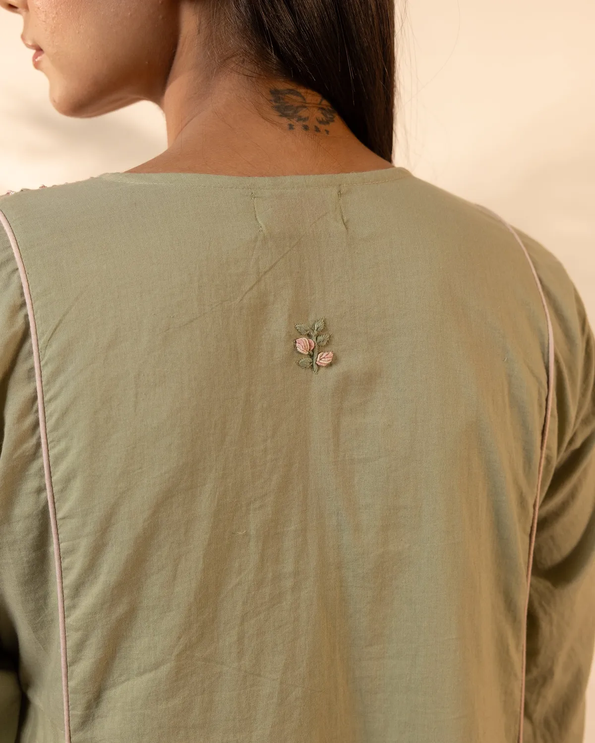 Our Dve Sunpetal abito verde cotone con sottoveste