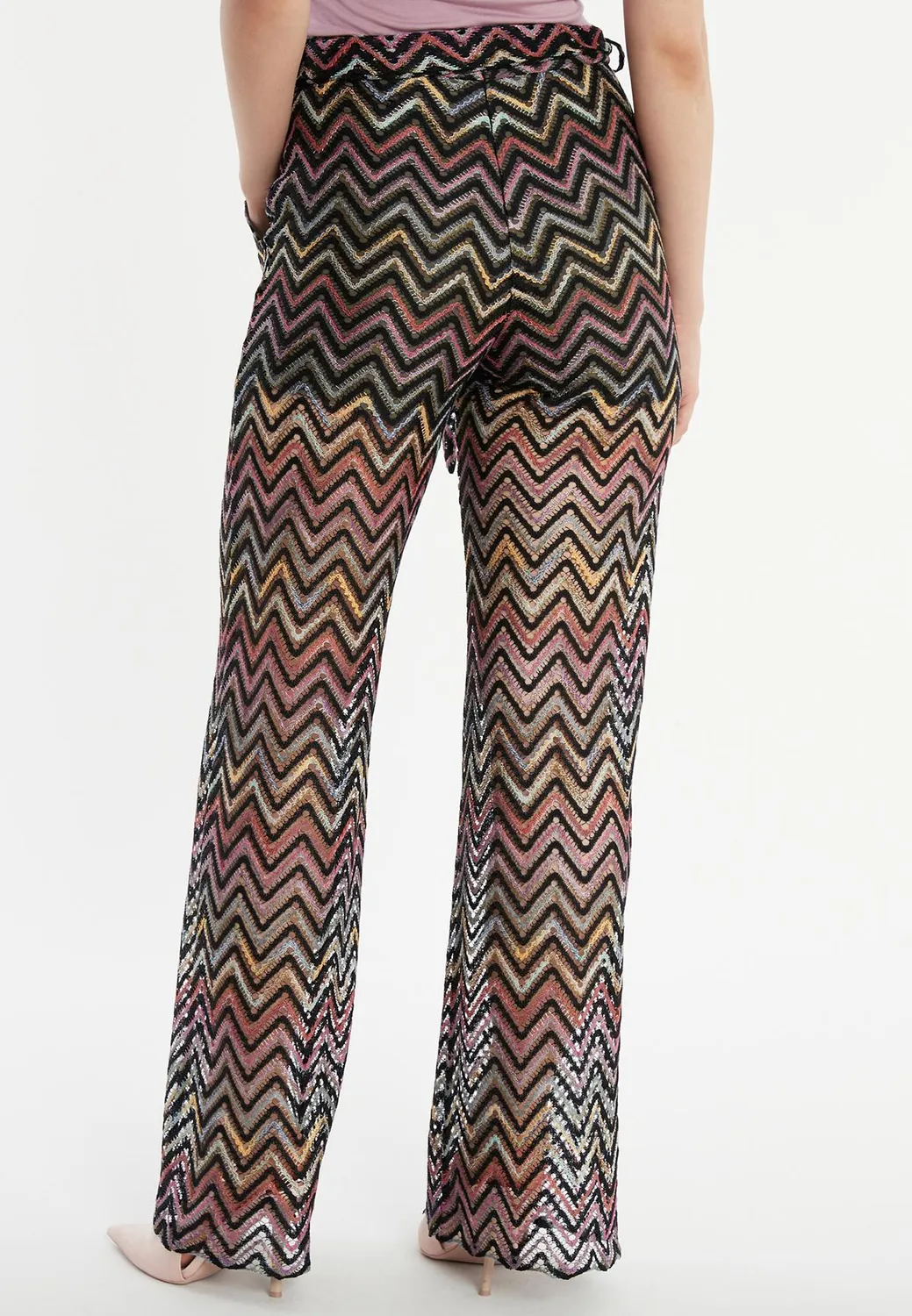 Ana Alcazar Zekini pantaloni maglia traforata neri