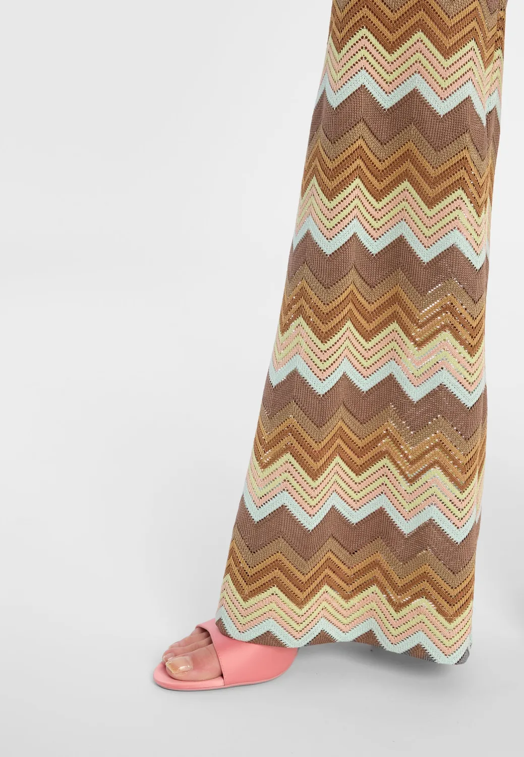 Ana Alcazar Dorea pantaloni a zampa marrone beige zigzag