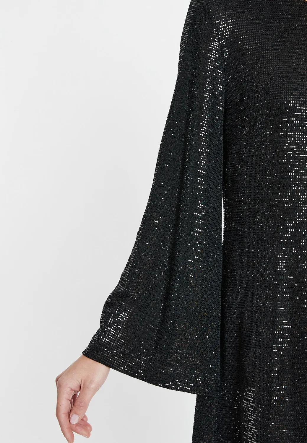 Ana Alcazar Sagora abito paillettes nero sera