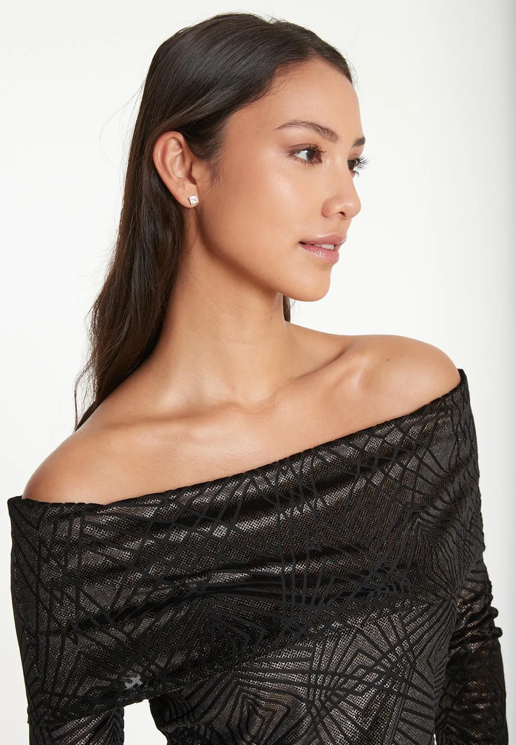 Ana Alcazar Tamasa top carmen velluto nero