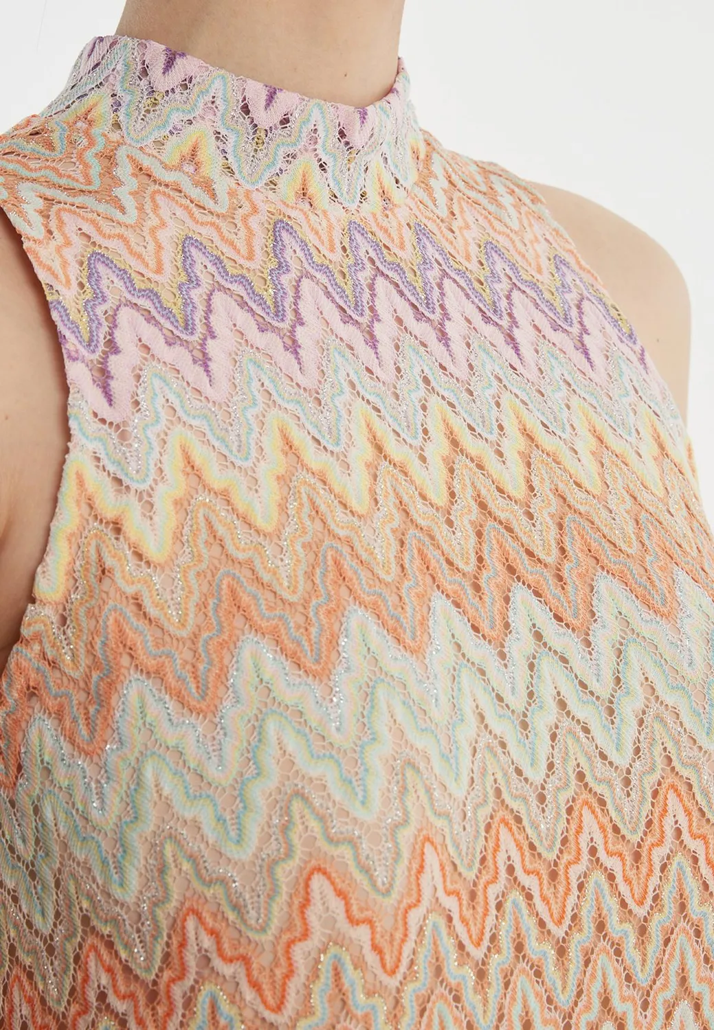 Ana Alcazar Zaja abito trapezio maglina zigzag pastello