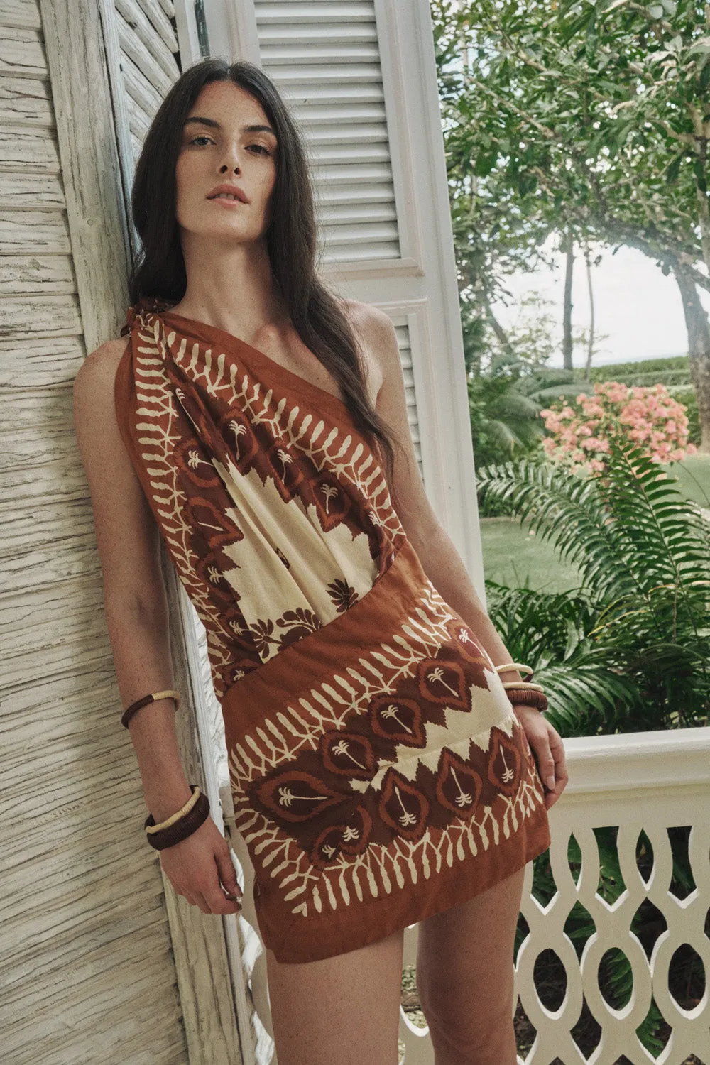 Johanna Ortiz Sun Traveller Mini abito cotone monospalla