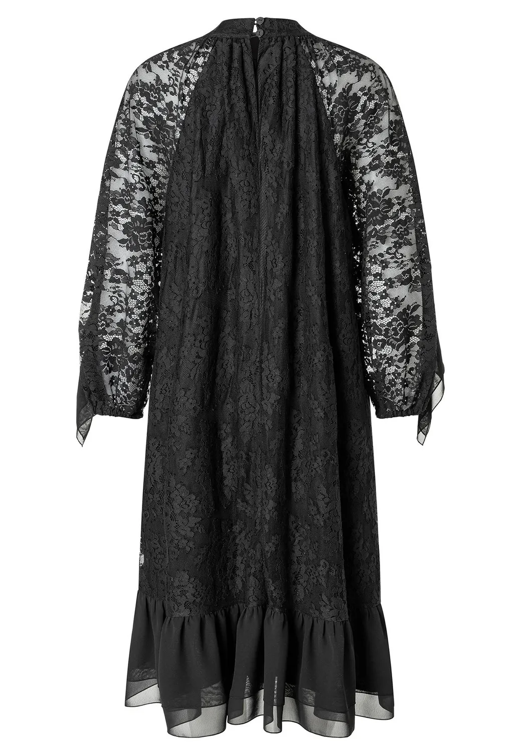 Ana Alcazar Abidy abito pizzo nero midi volant