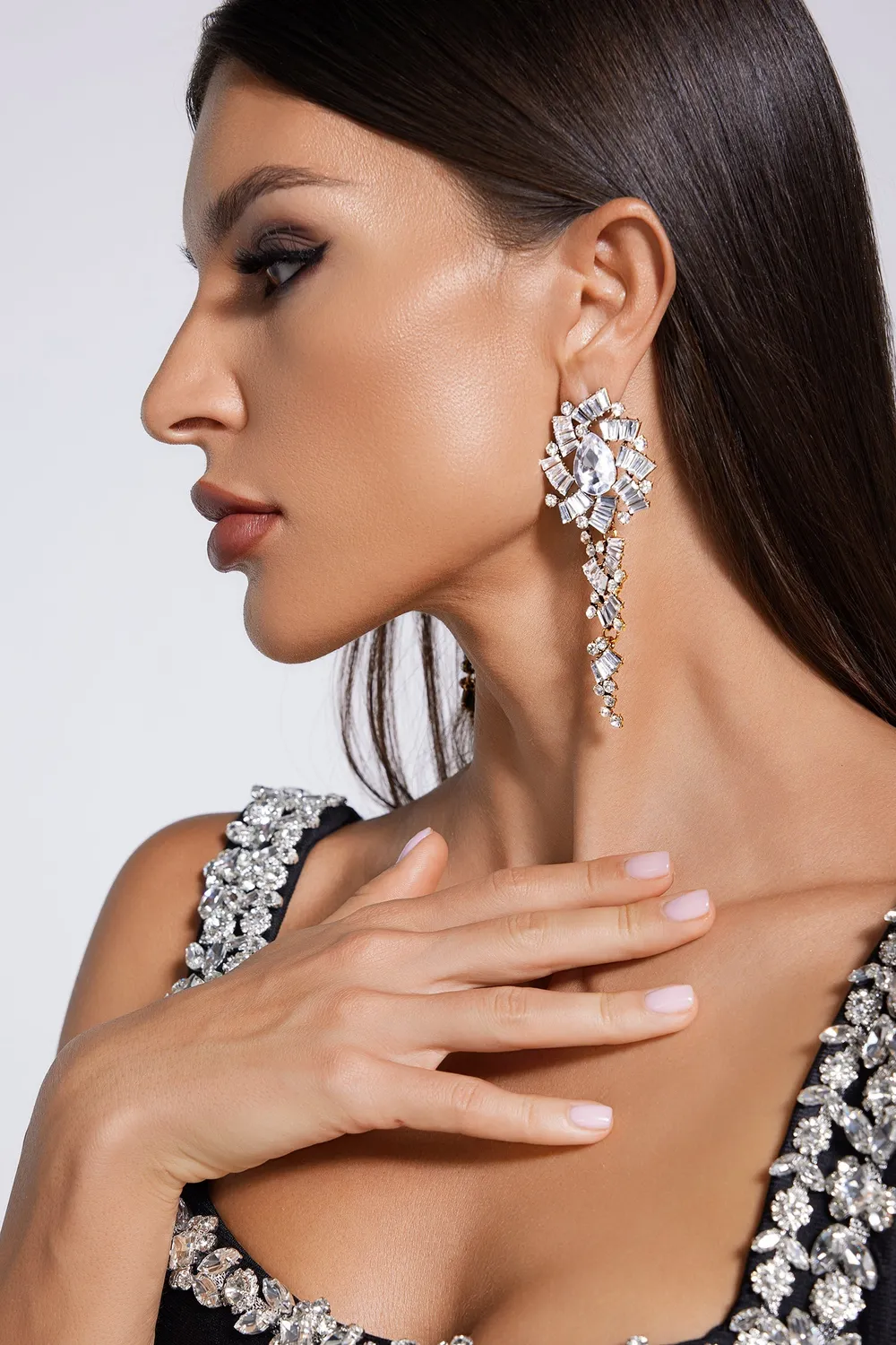 Bella Barnett Lureen Diamante Flower orecchini argento