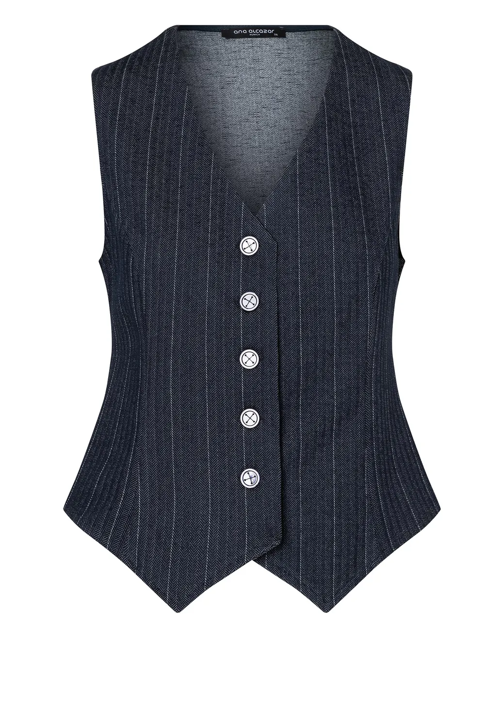Ana Alcazar Enderlis gilet gessato blu schiena aperta