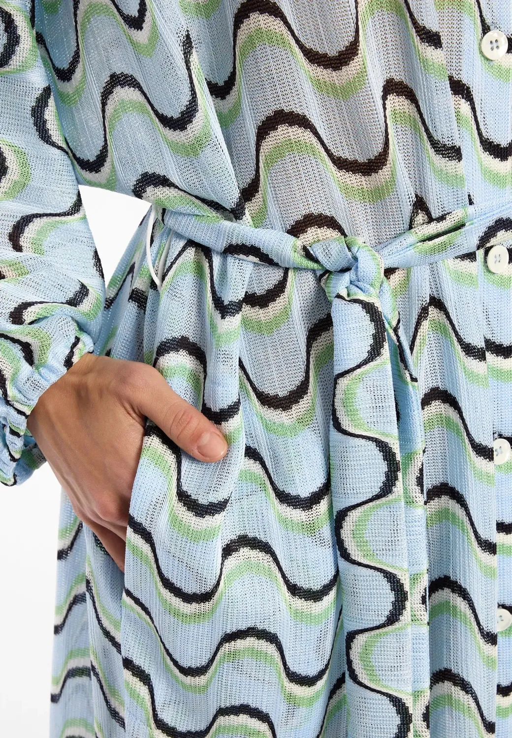 Ana Alcazar Dinis abito camicia corto azzurro onda