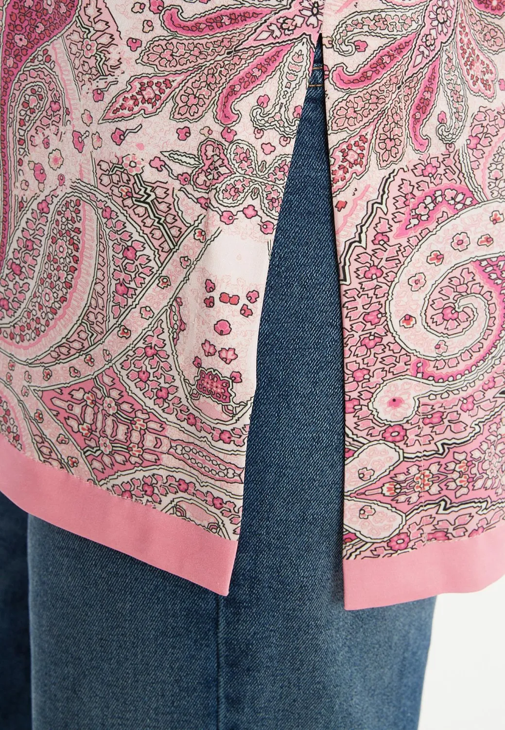 Ana Alcazar Zipola top lungo jersey paisley rosa