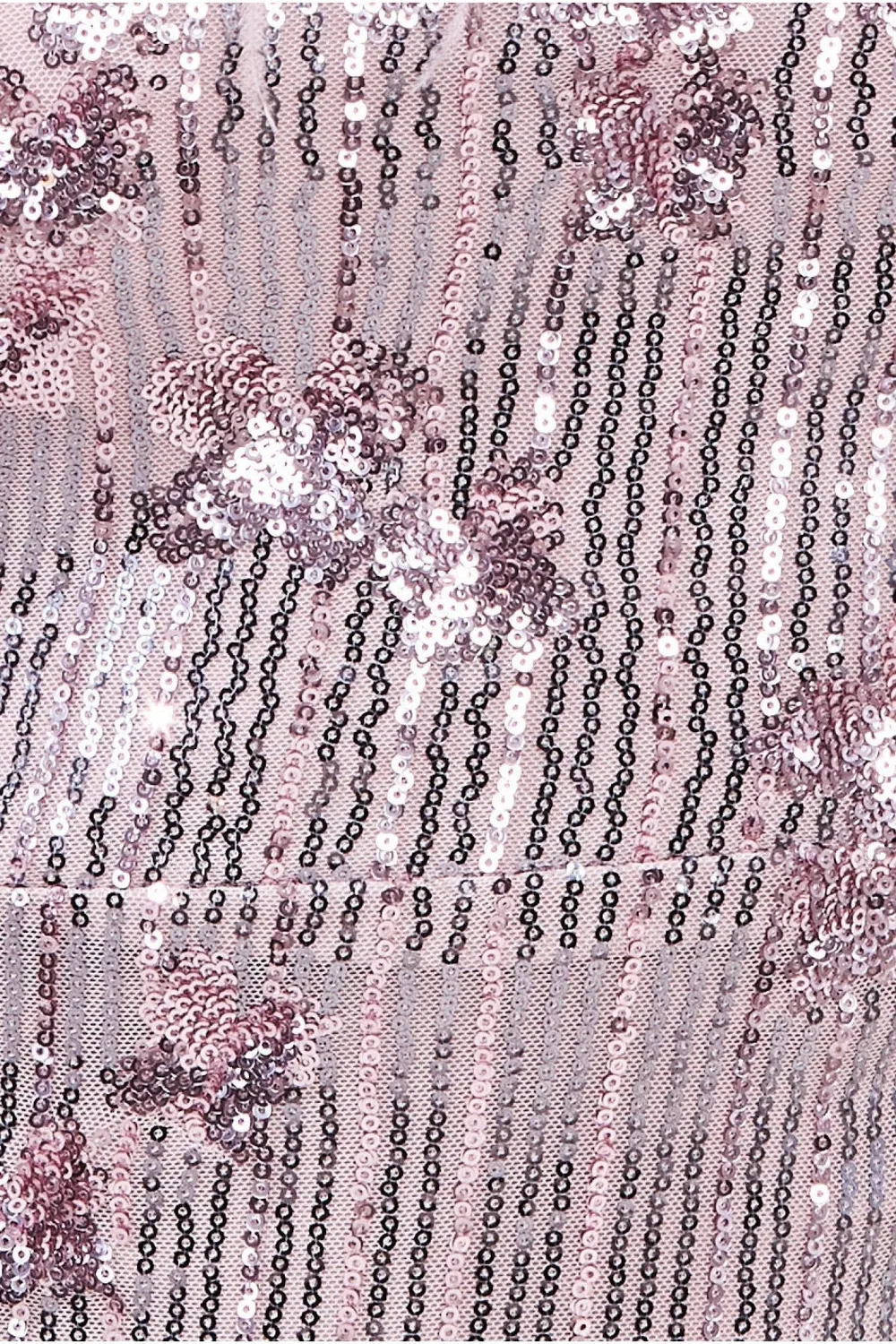 Goddiva DR3784 abito midi paillettes piume blush