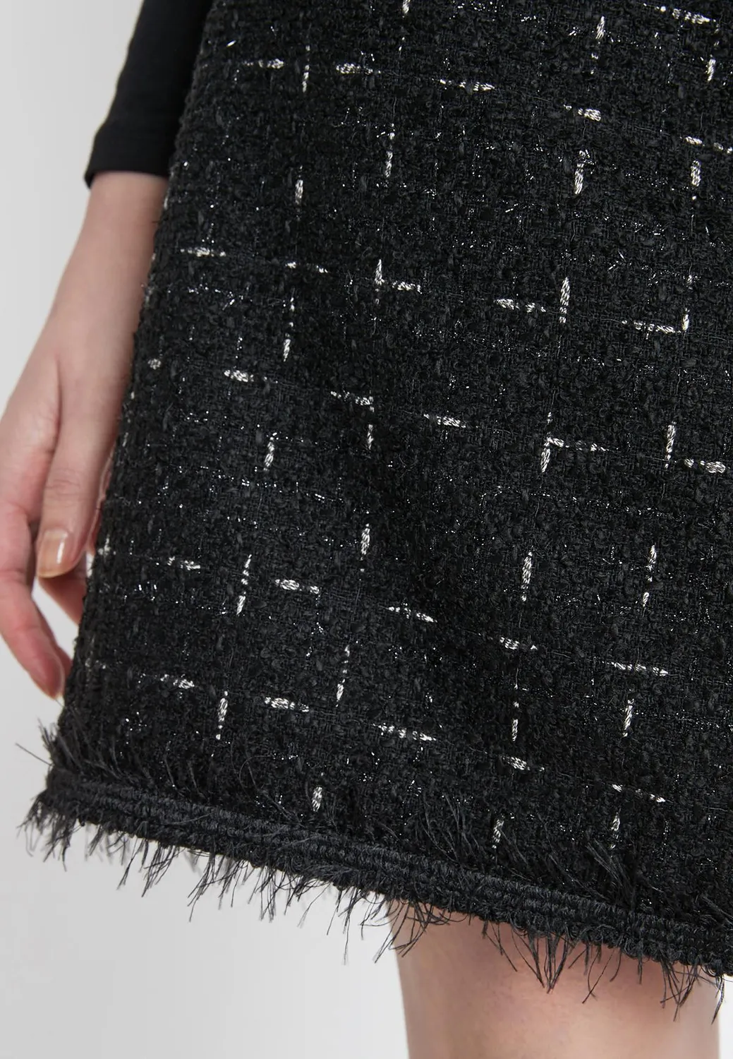 Ana Alcazar Sadeni gonna bouclé nera lurex