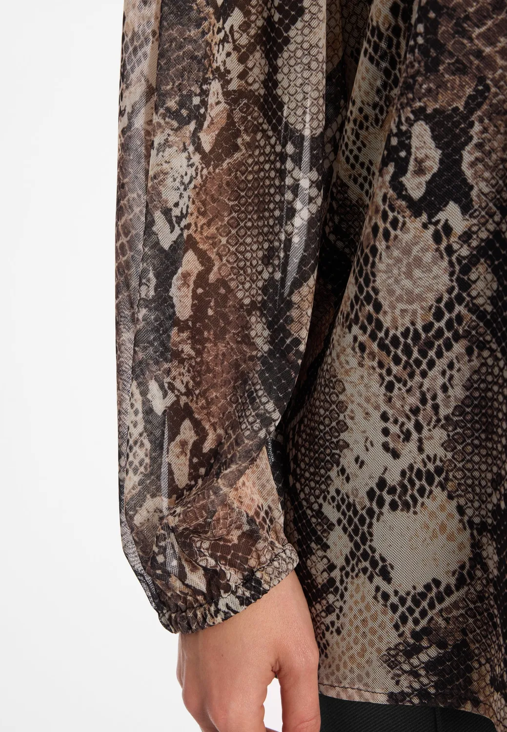 Ana Alcazar Etorae blusa rete pitonata marrone