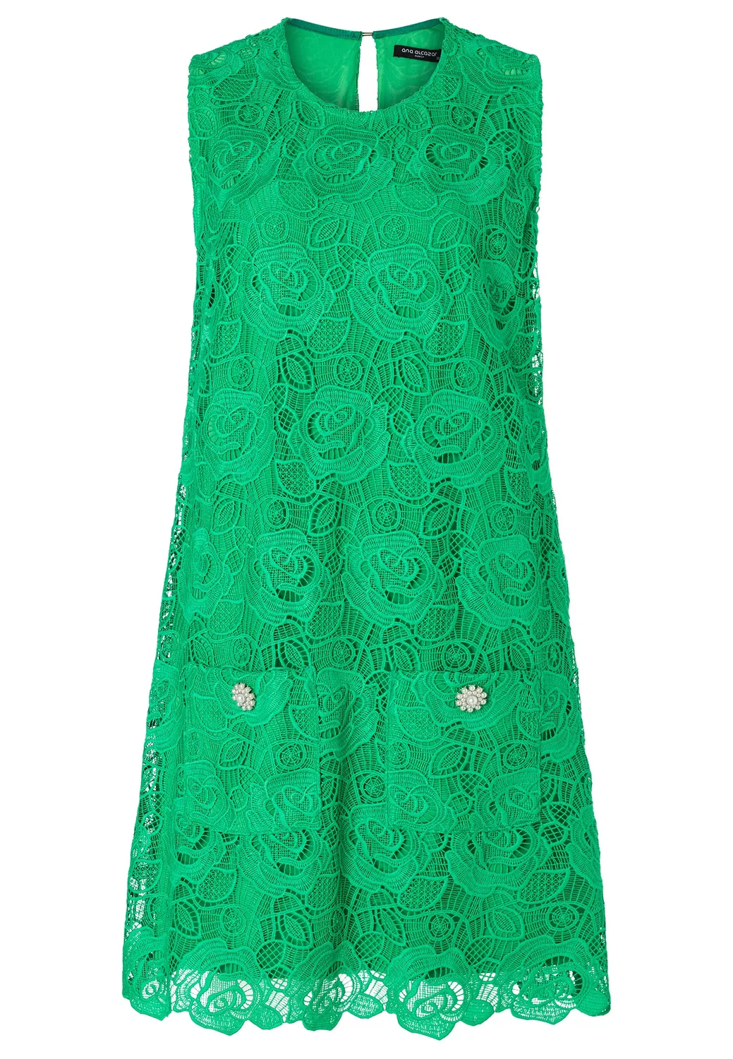 Ana Alcazar Daena abito corto verde in pizzo
