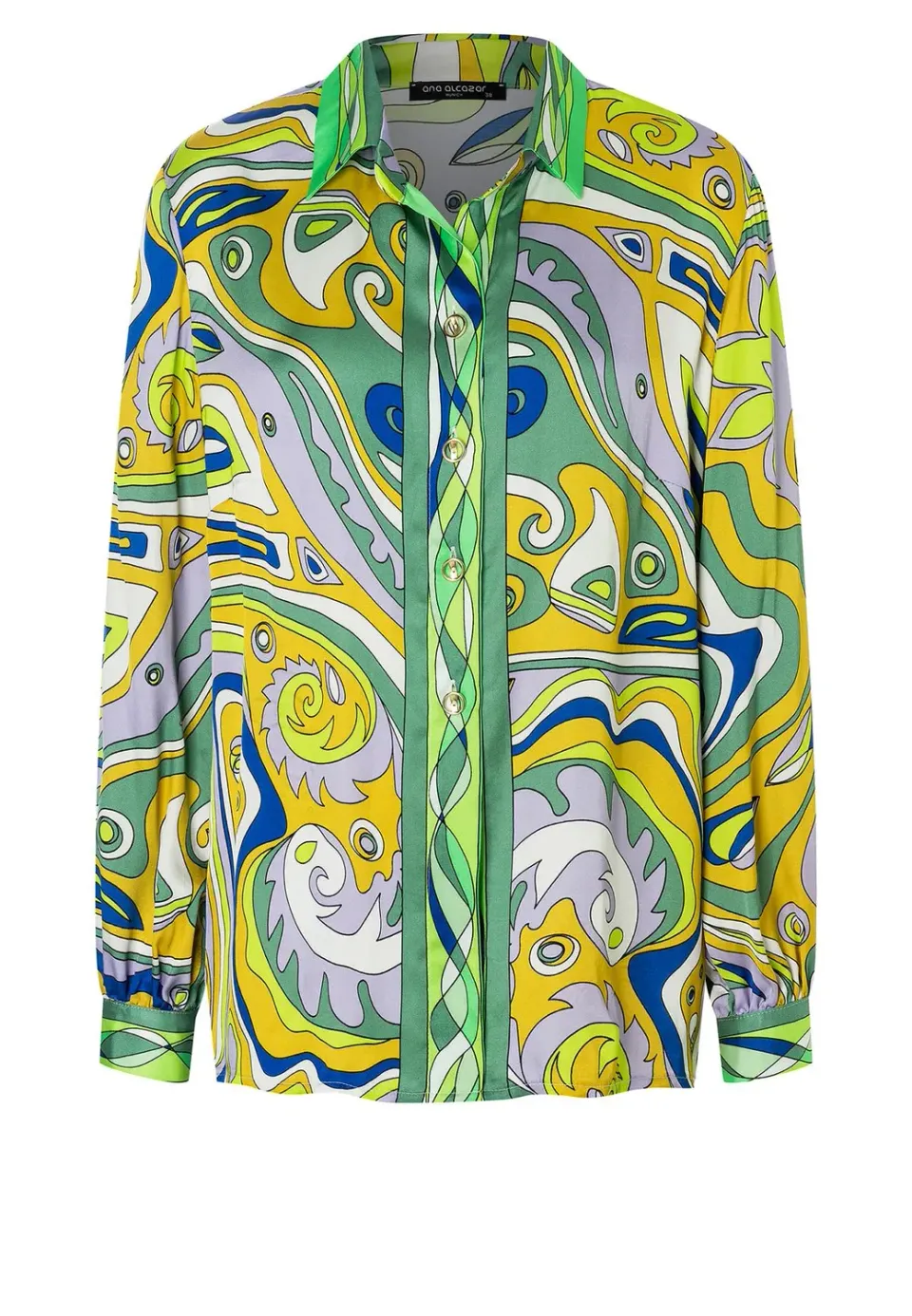 Ana Alcazar Pebely camicia satin fantasia verde