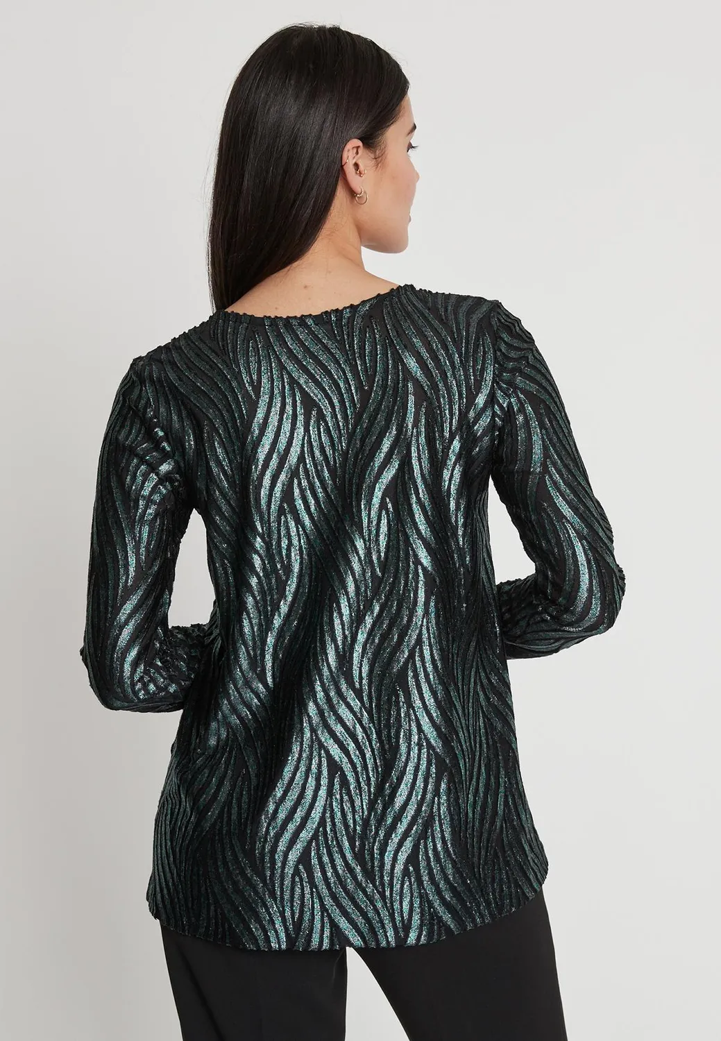 Ana Alcazar Ifina top velluto verde maniche lunghe