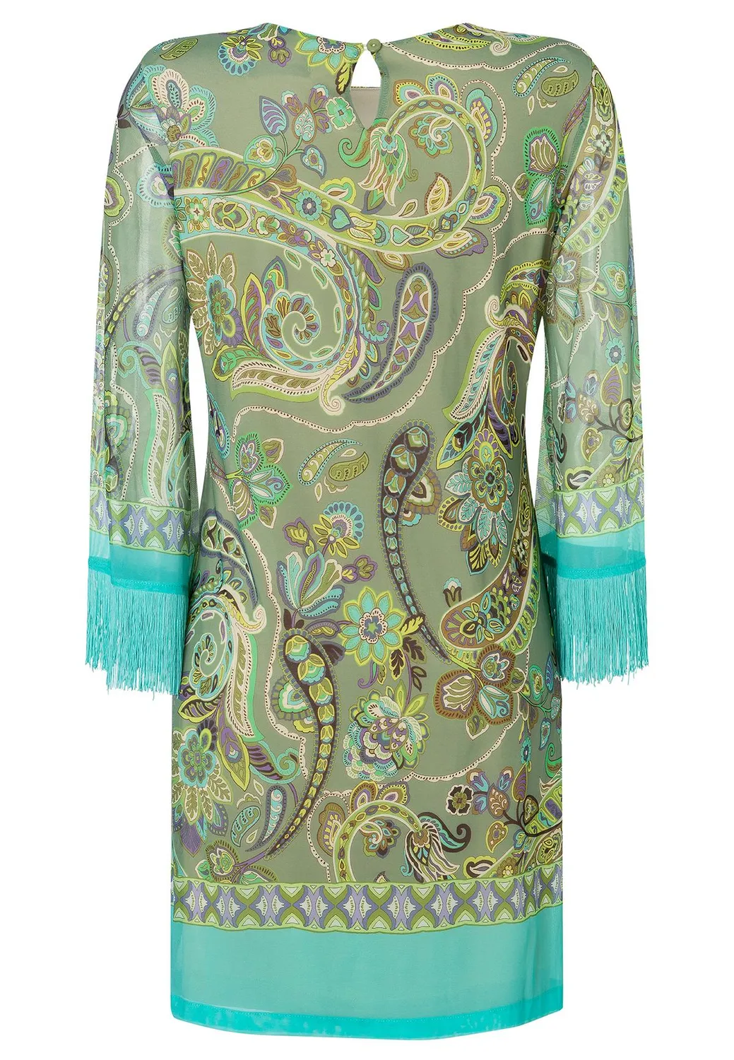Ana Alcazar Zikona abito frange paisley verde acqua
