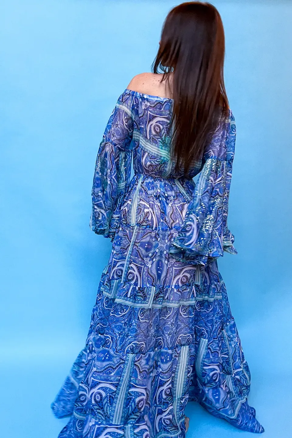 Antica Sartoria Everywhere DV138B abito lungo blu astratto