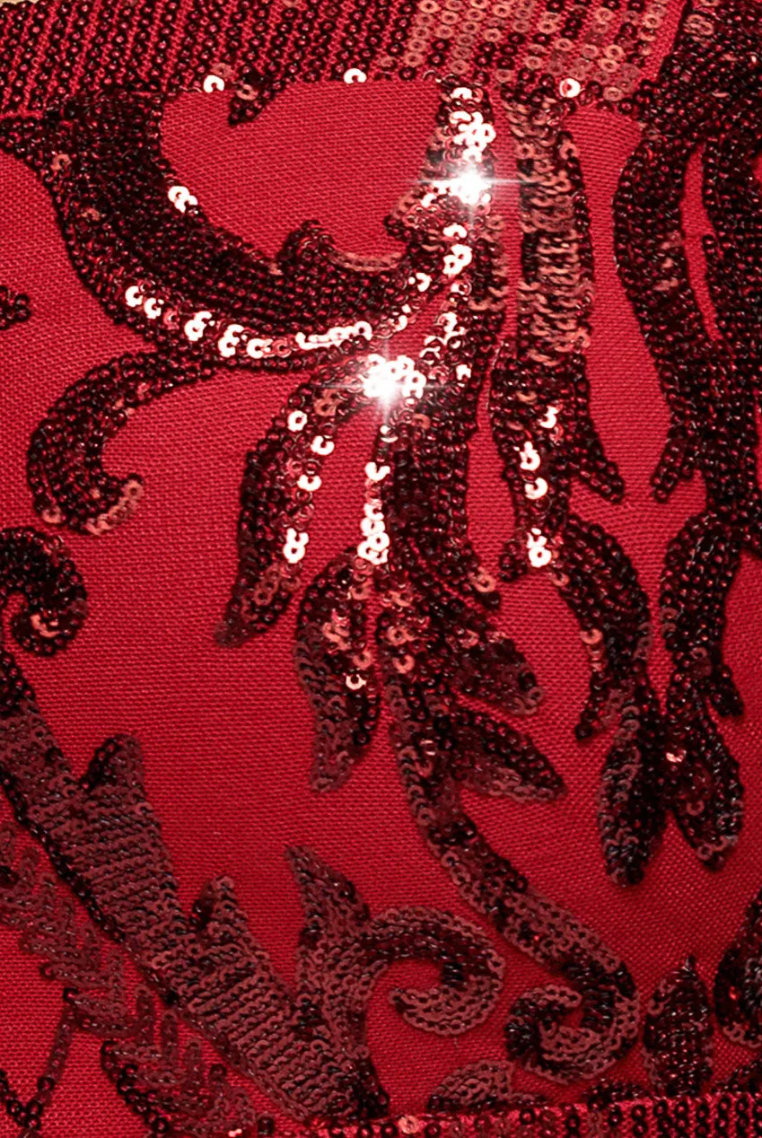 Goddiva Plus DR4038 Abito Maxi Rosso Pizzo Scollo Quadrato