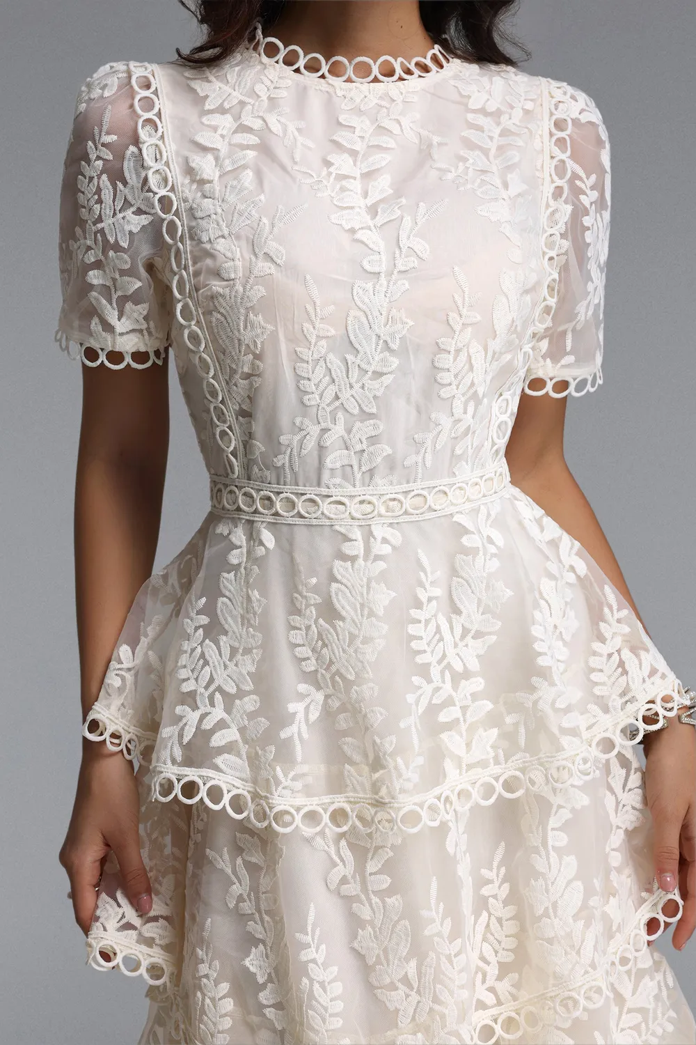 Bella Barnett Yedda Resort Abito Maxi Bianco Ricamato