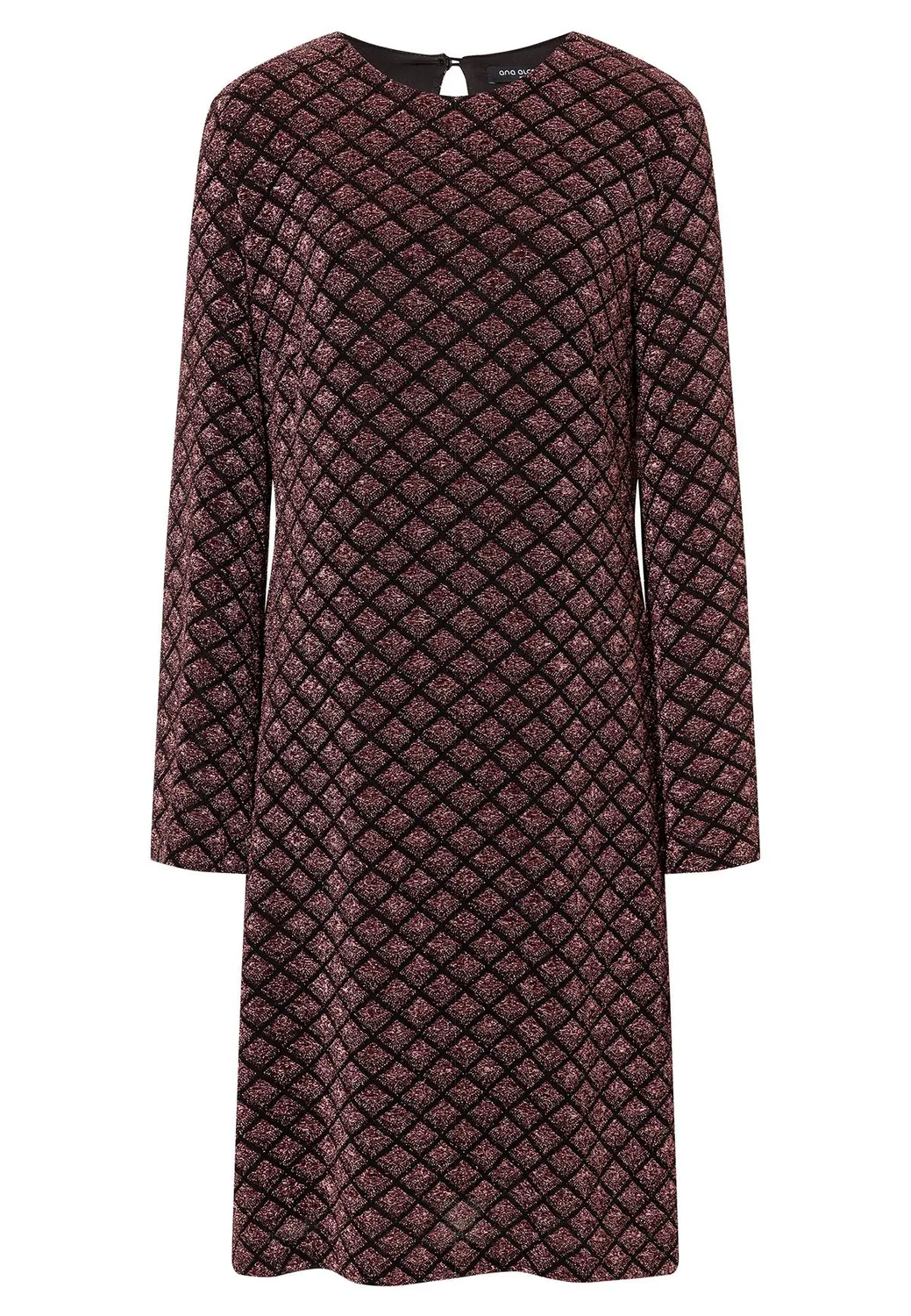 Ana Alcazar Ablira abito tunica rombi bordeaux lurex