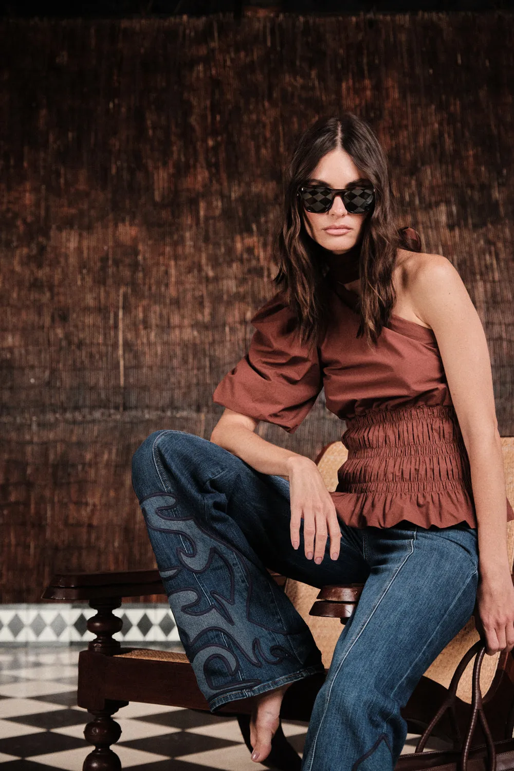 Johanna Ortiz Edge Stitch pantaloni jeans denim blu
