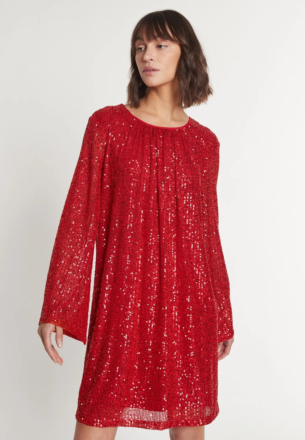 Ana Alcazar Magyla abito paillettes rosso corto