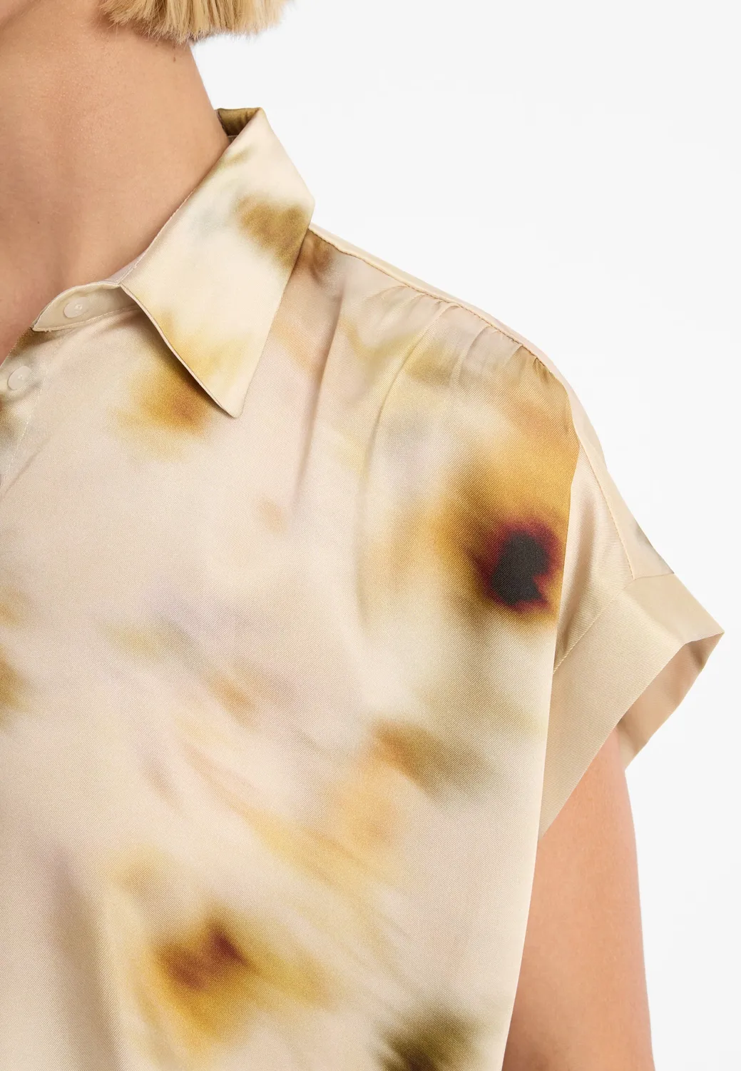 Ana Alcazar Draia camicia satin fantasia beige
