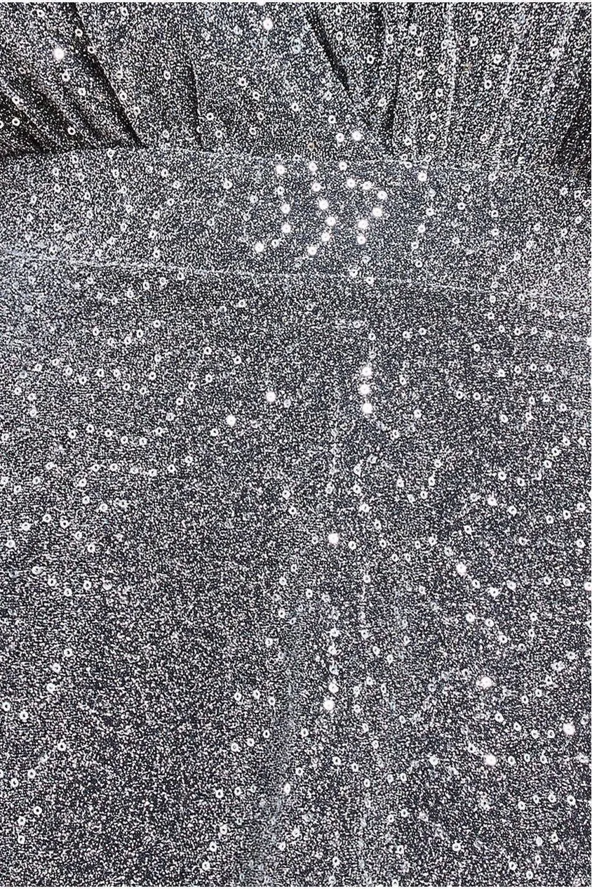 Goddiva Sequin Lurex DR3680 abito lungo argento paillettes