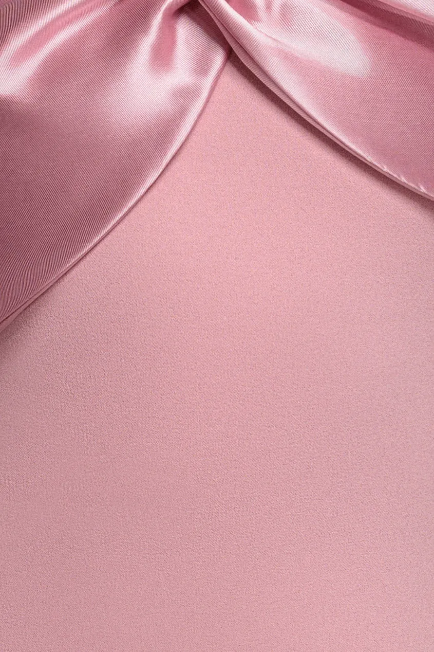 Goddiva Twist Knot abito bardot rosa blush scuba