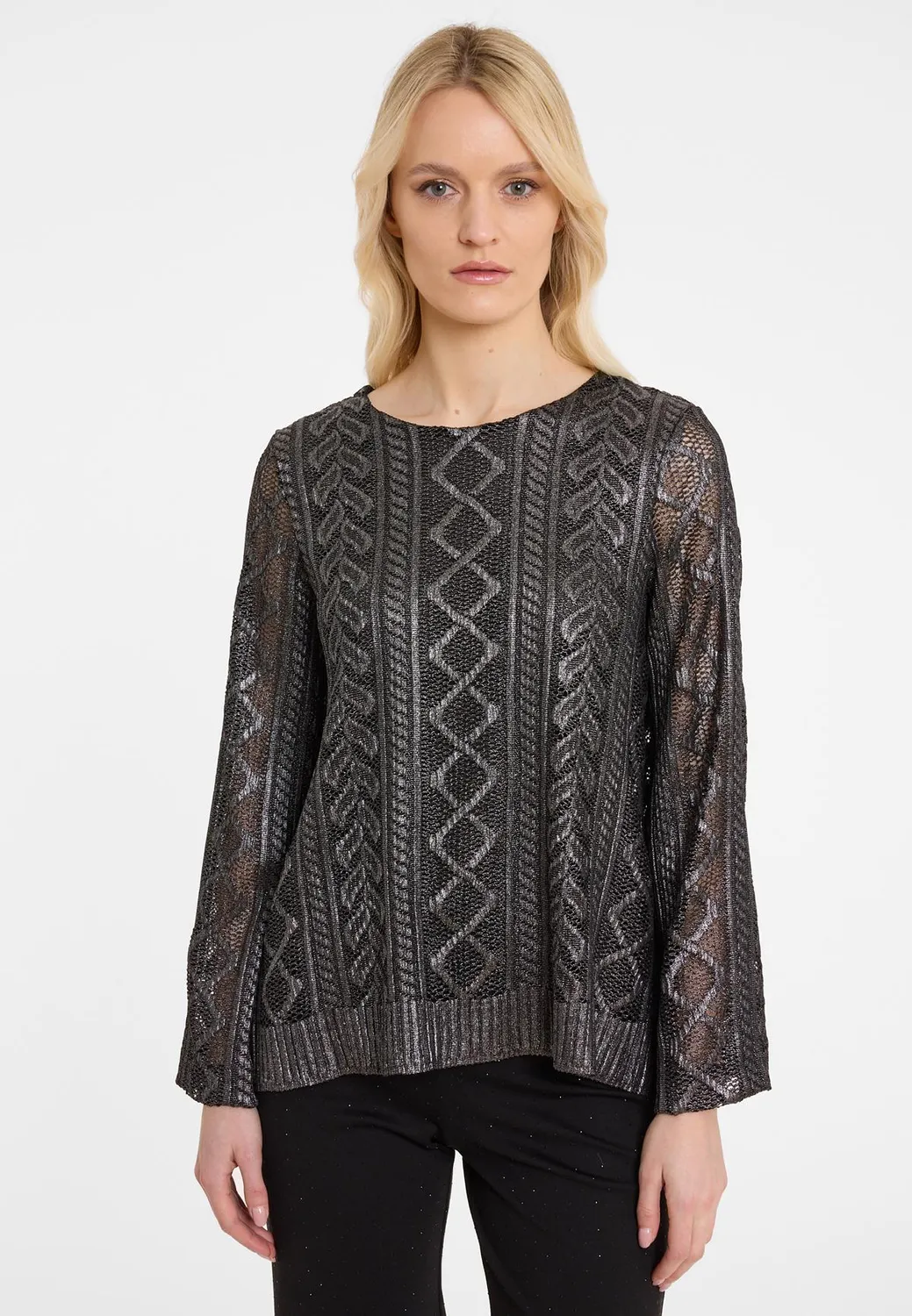 Ana Alcazar Ablisa top maglia antracite fantasia