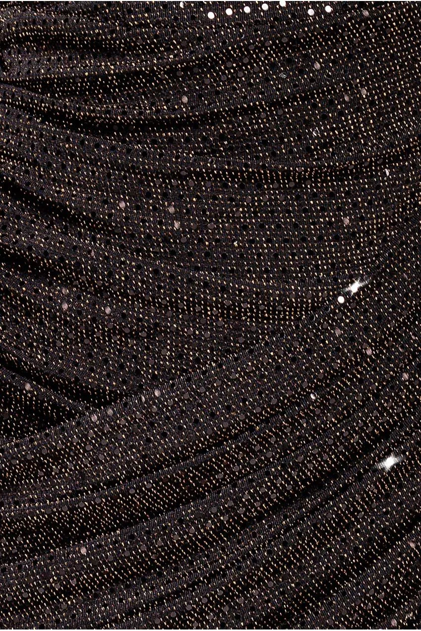Goddiva DR4837 Abito Mini Nero Paillettes Scollo Cowl