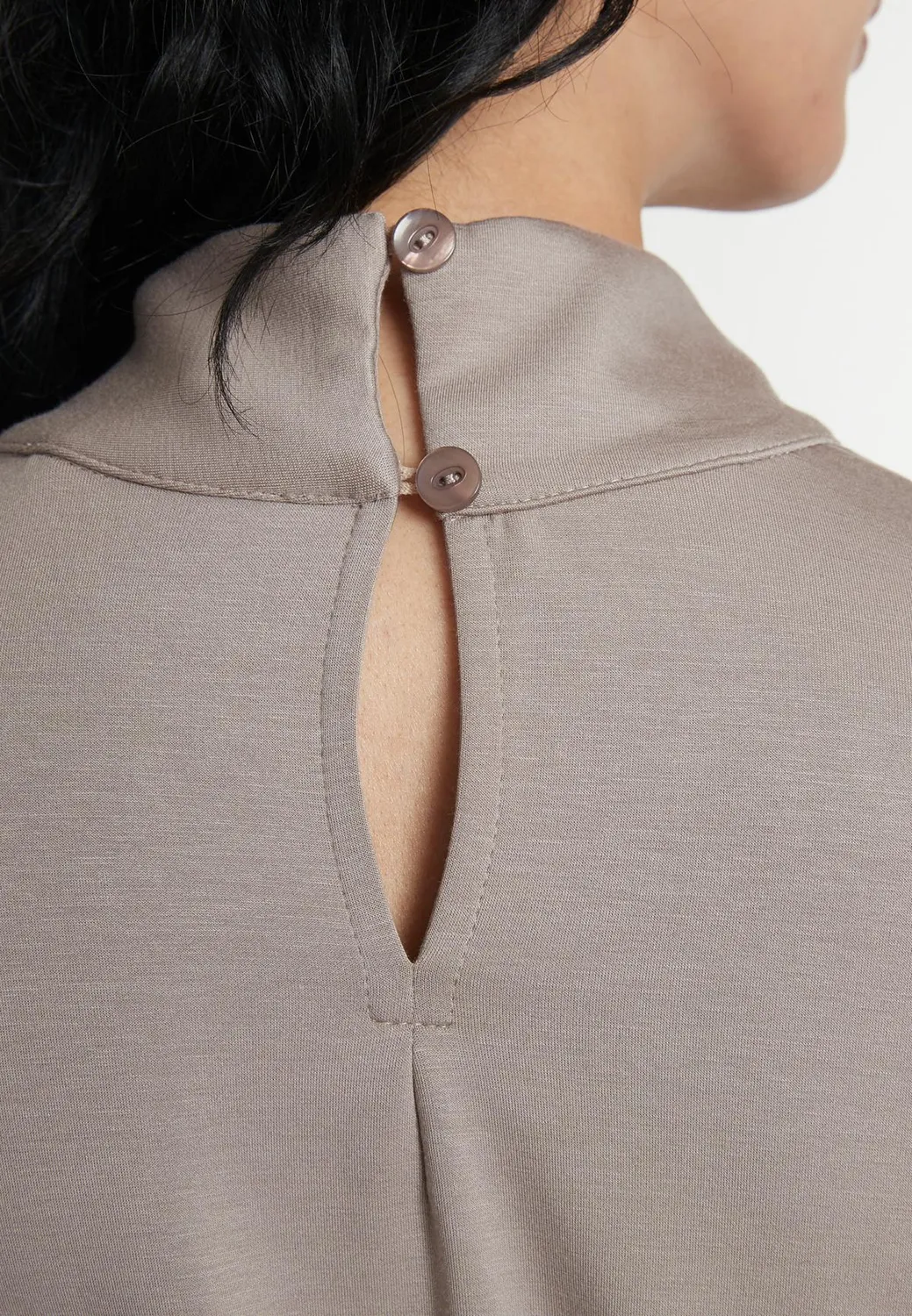 Ana Alcazar Hegly abito midi jersey beige collo alto
