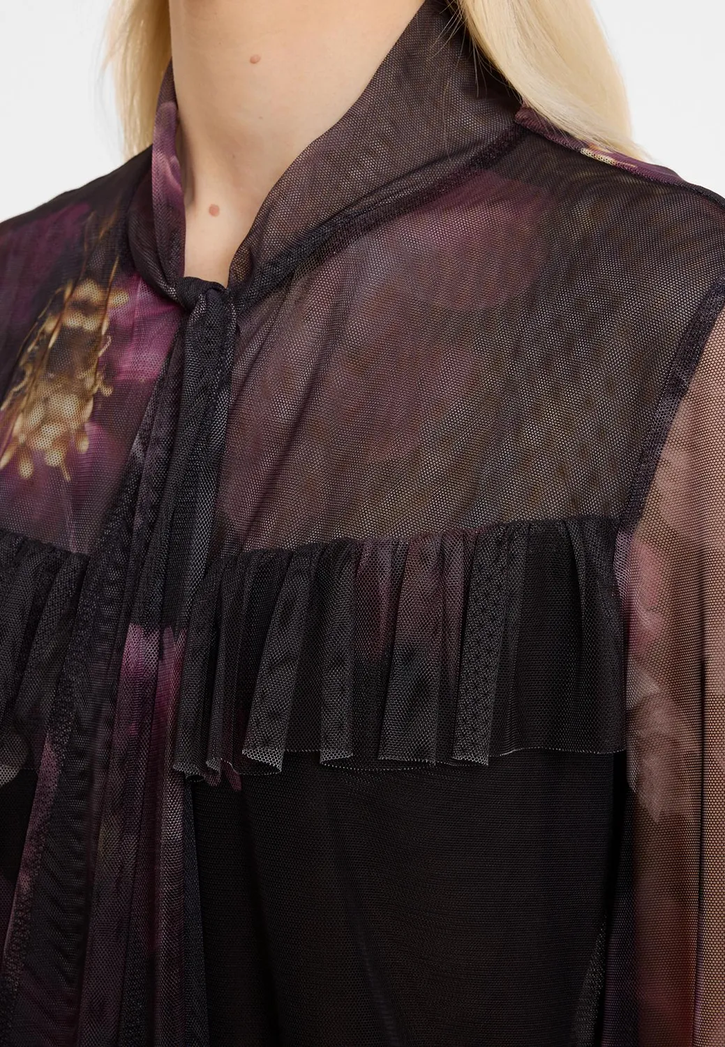 Ana Alcazar Azina camicia velata floreale nera