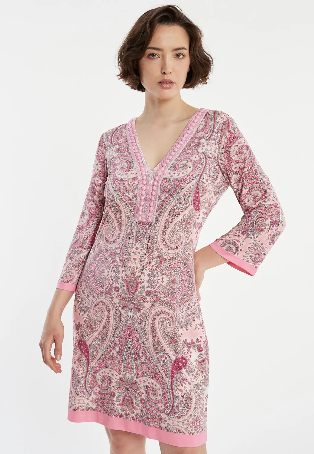 Ana Alcazar Zipi abito scollo V stampa paisley