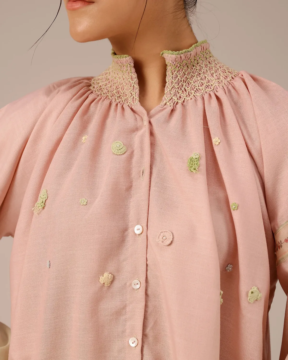 Our Dve Sorbet abito rosa verde in lino
