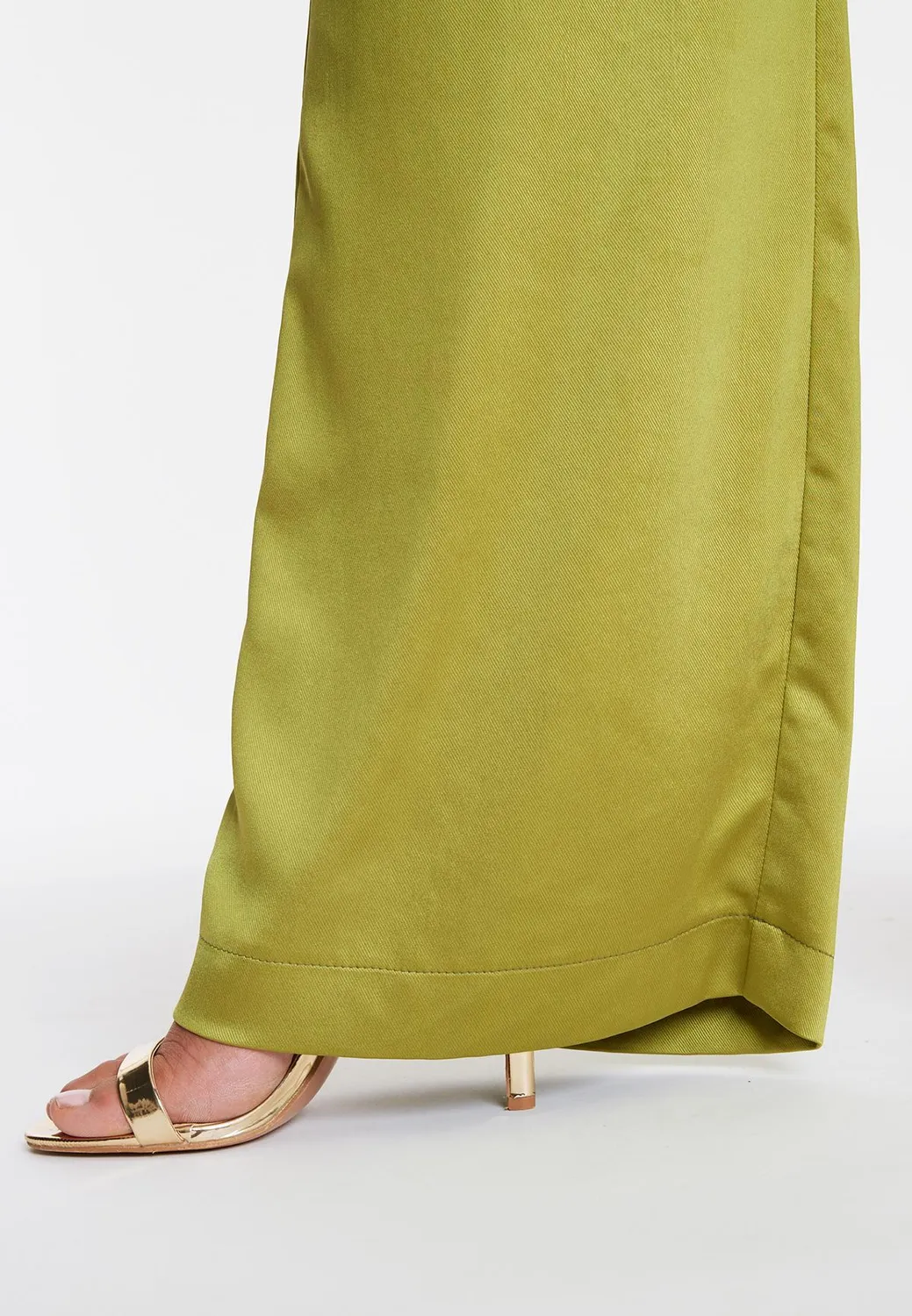 Ana Alcazar Pahisa pantaloni satin palazzo verde
