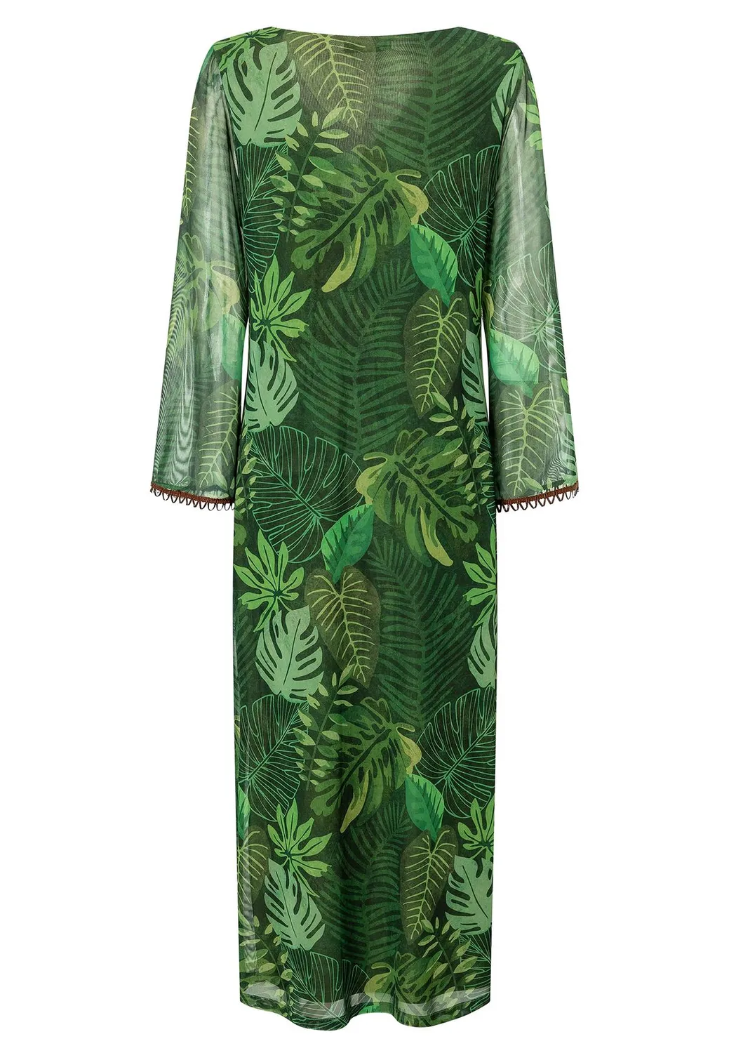 Ana Alcazar Ziesa abito caftano lungo verde jungle