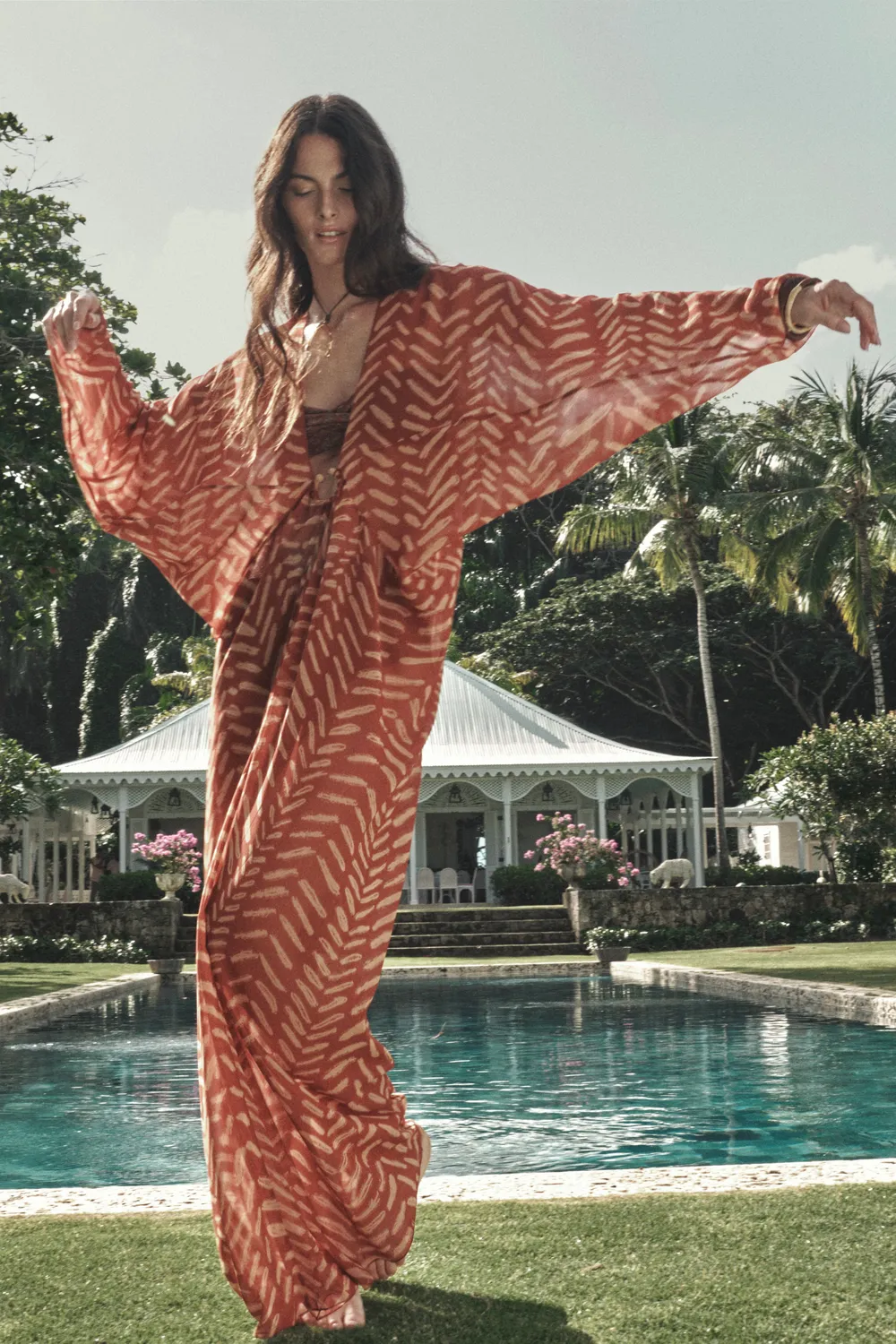 Johanna Ortiz Sensory Tapestry caftano georgette rosso